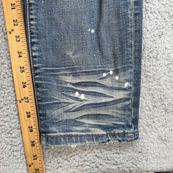 S VALABASAS Slim Straight Jeans Mens 40x30 Blue Denim Stretch Distressed - Picture 5 of 12
